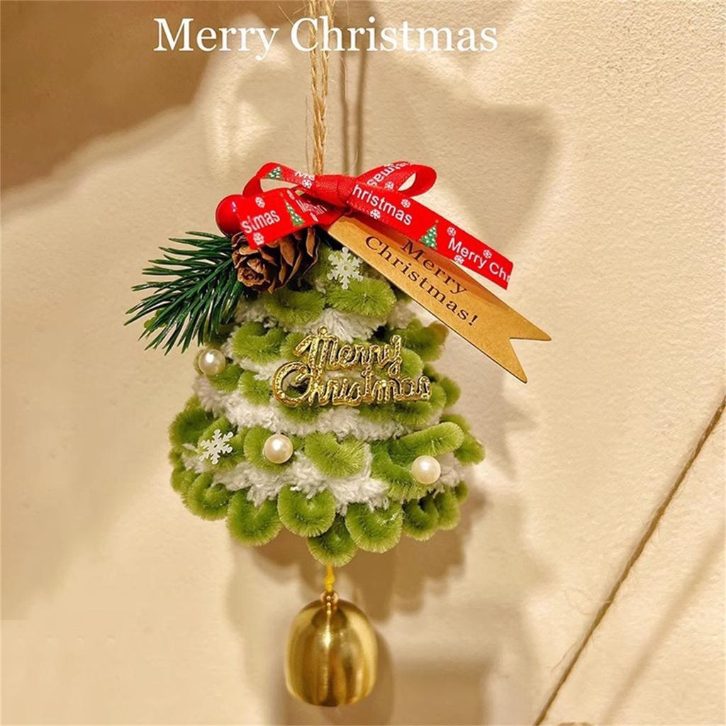 Handmade Christmas Tree, Creative Christmas Car Rearview Mirror Decoration Christmas Tree, Hand Woven Christmas Tree Decoration