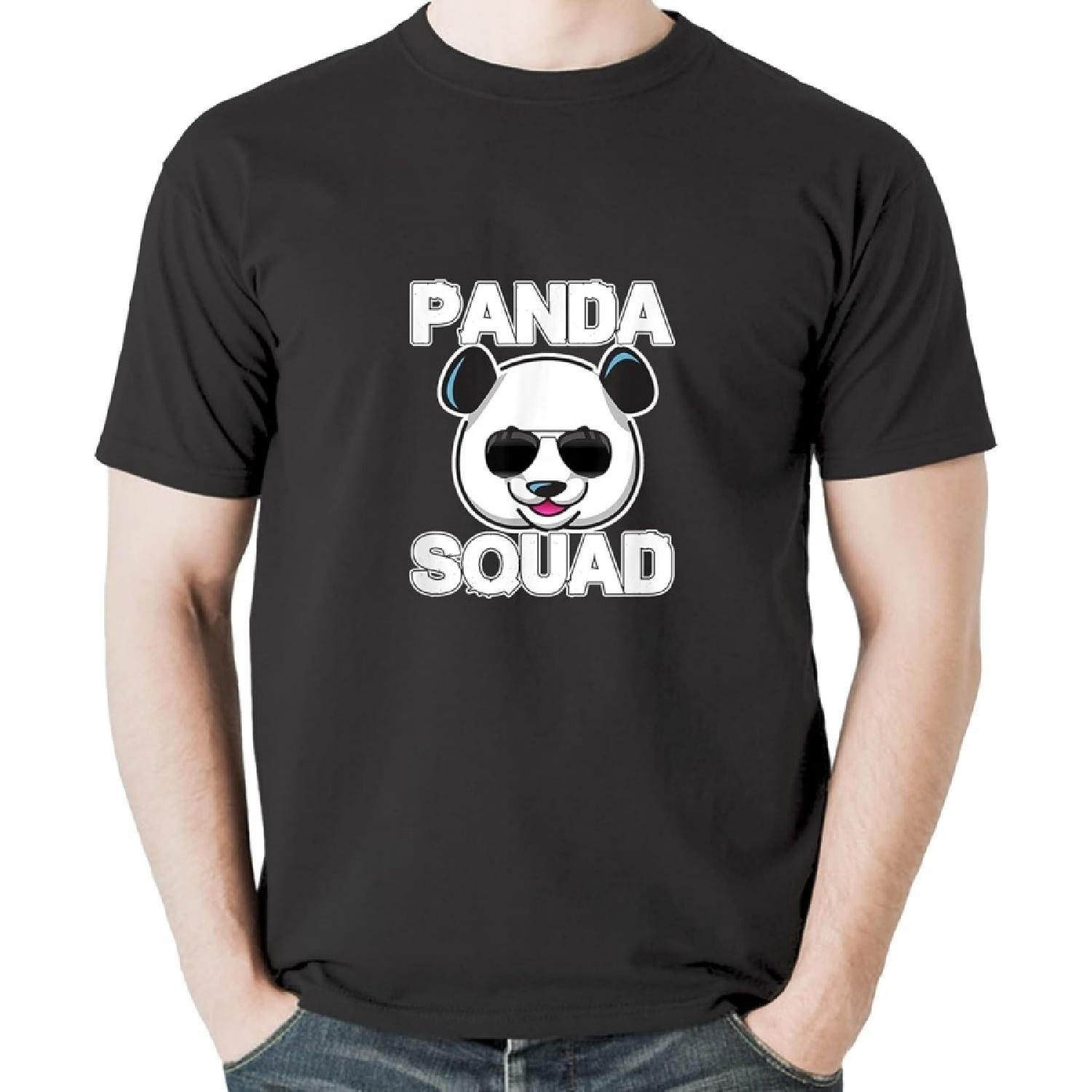 Cool Panda Squad T Shirt I Panda Bear Gift T-Shirt Sweatshirt Hoodie Tanktop for Men Women Kids Black S