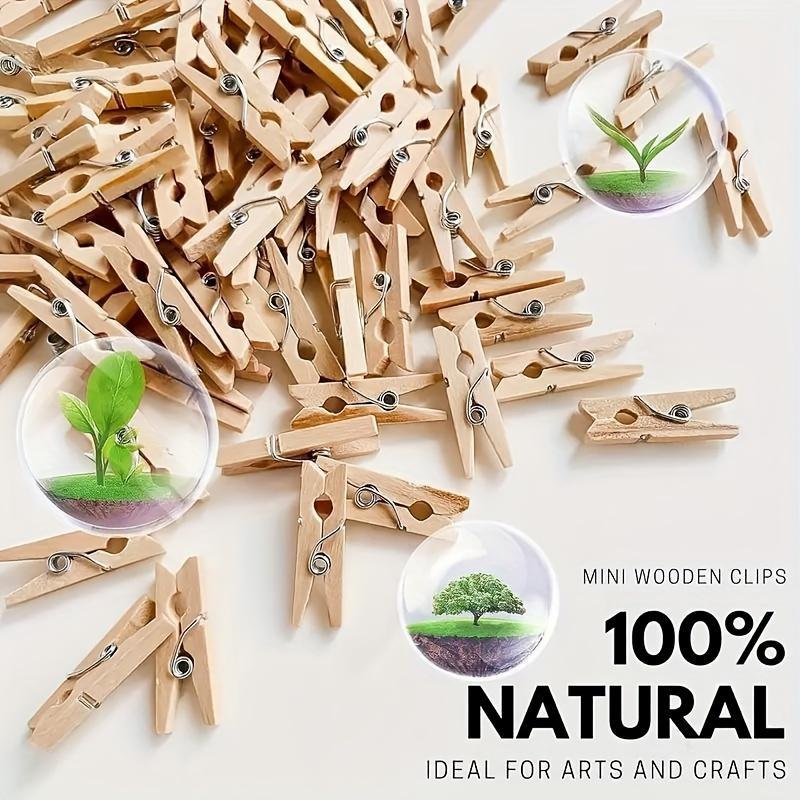 100pcs Natural Wood Mini Clothespins, Oblong Vertical Style, No Electricity Needed, Ideal for Photos, Crafts, Arts, Cocktails - Casual Use