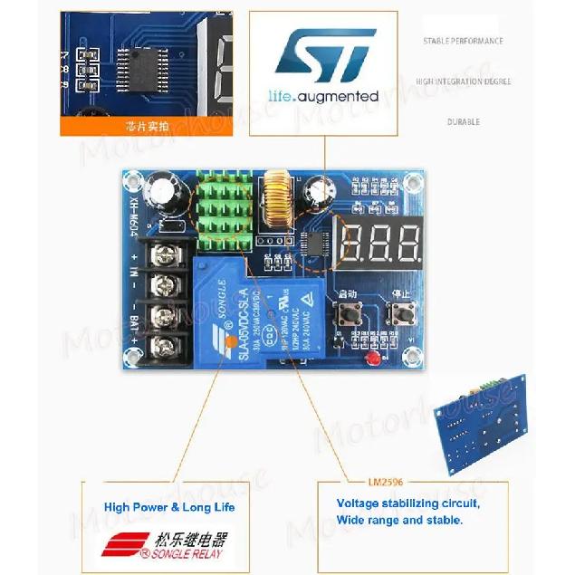 30A Battery Charger Automatic Charging Controller Module Switch 6V-60V 12V 24V Lead Acid/ Lithium Ion/ LiFePo4 Charge Protection