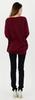 Sleeping Sheep Loose Slightly Long Cotton Knit Simple Plus Sizes for Women Fit, V-Neck Sweater, Tunic, (Wine, LL-3L)