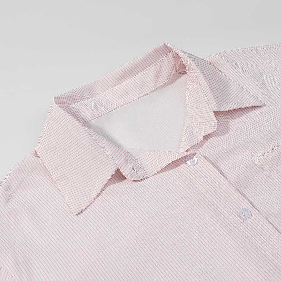 Autumn Cross-Border French Style Striped Shirt & Straight-Leg Pants Set