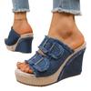 Damstorlek Kil Denim Spänne Slip-on Sandaler - Sommar Utomhus Casual