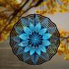25,4 cm Mandala Blume Metall Windspiel - Langlebiger Hängespiral mit blauem & goldenem Design für Innen-/Außen-Garten- und Terrassendekoration