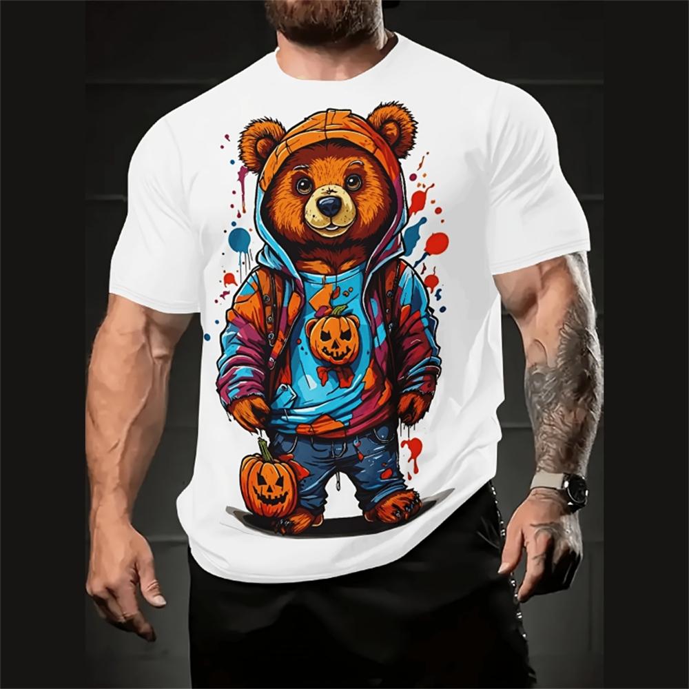 Fun Cartoon Duck Print Men's T-Shirt Casual Summer Casual Short Sleeve Pullover Fashion T-Shirts Outdoor Male Overszied Clothing