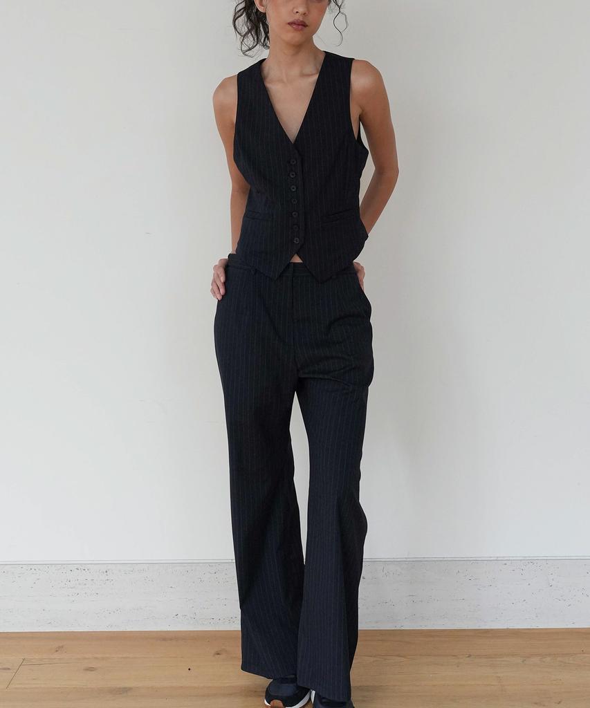 Jaejeudeu Navy Halo Stripe Pants