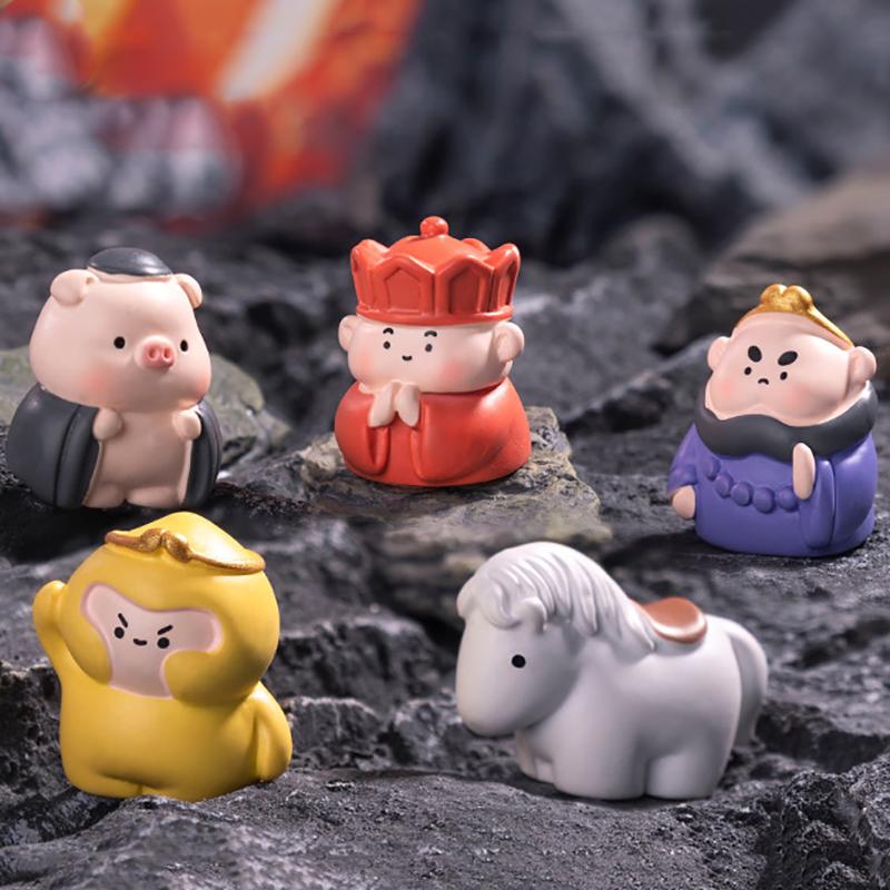 5Pcs/Set Cartoon Mini Resin Journey To The West Doll Miniatures Figurines Ornament Cute Fairy Garden Micro Landscape Diy Craft