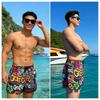 Men'S Beach Pants Printed Anti-Splashing Fabric Breathable Quick-Drying Straight Beach Pants Men