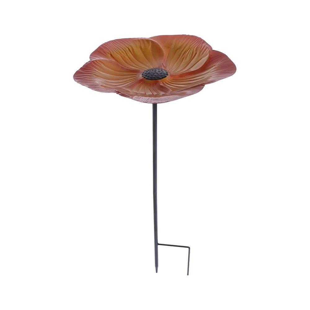 

Durable Plugin Iron Bird Feeder Large Capacity Garden Decor Bird Feeding Dish Flower Shaped Bird Bathtub Bird коричневый