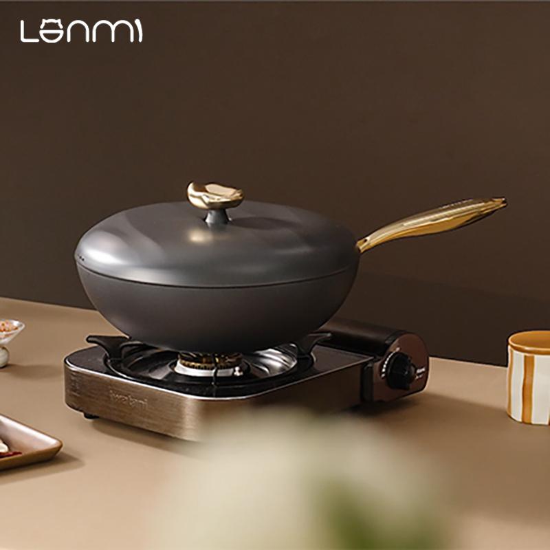 LANMI Zizi Титановая Вок Сковорода Вок Титан-Железо 0 Покрытие Антипригарная Ржавчина-Устойчивая Нержавеющая Легкая Стабильная Здоровая 30cm