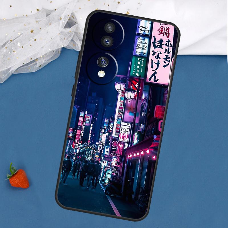 Neon Tokio Gassen Bei Nacht Hülle Für Honor Magic 8 7 5 6 Pro 200 400 50 70 90 Lite Win RT X8c X8b X9a X9b X9c X9d Abdeckung