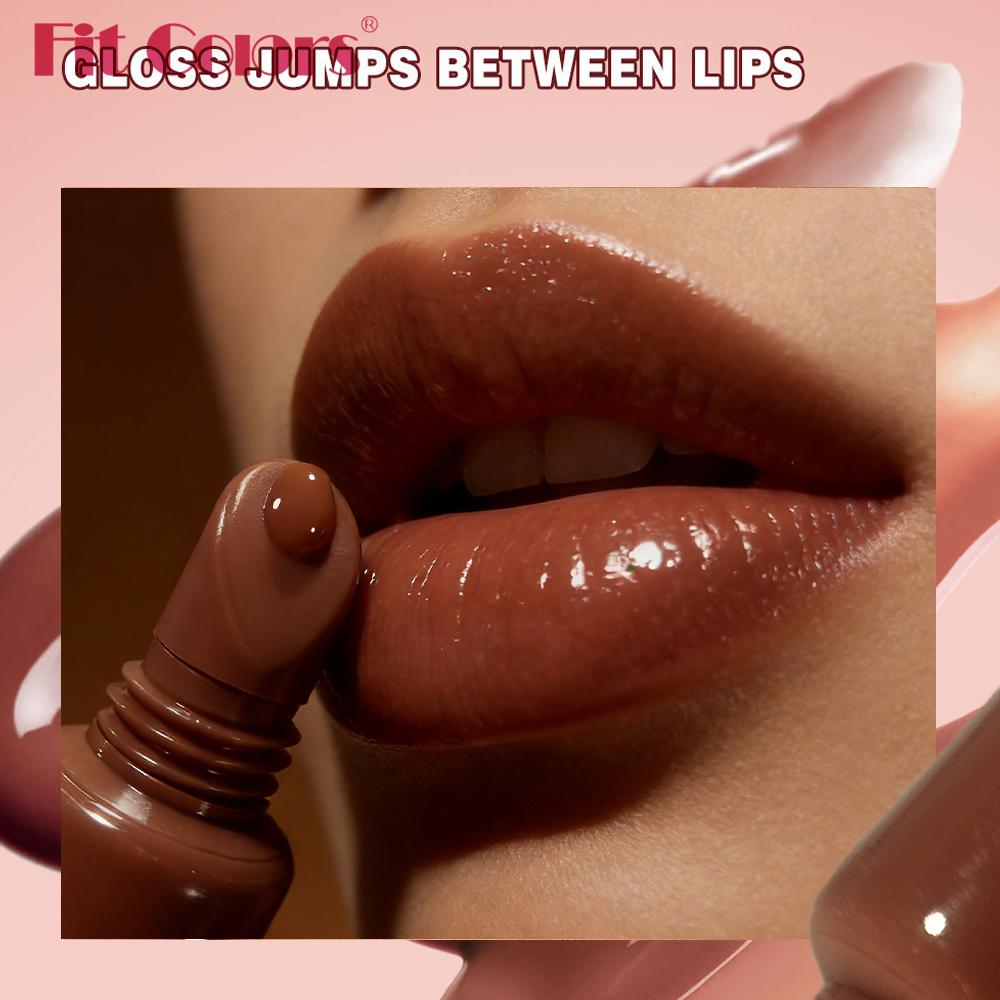 Fit Colors 4pcs Squeeze Tube Lip Oil Set, Moisturizing Glossy Lip Balm with Mirror Shine, Long Lasting Hydrating Liquid Lipstick & Lip Gloss Makeup