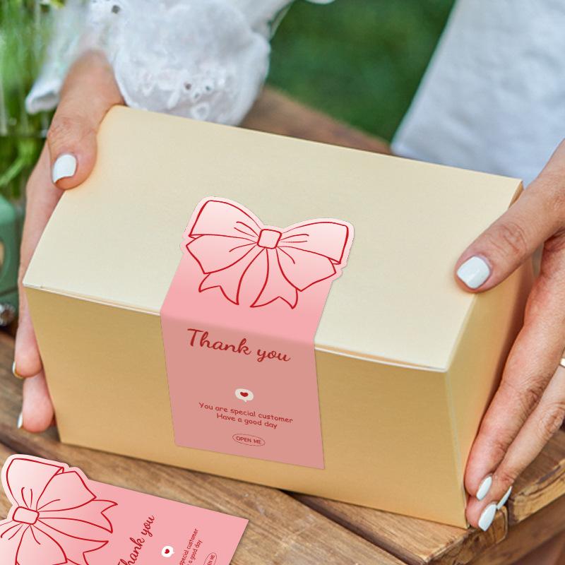 Cute Bow, Thank You Stickers, Pink, Rose, Gift Packaging, Decorative Stickers, Packaging Sealing Stickers