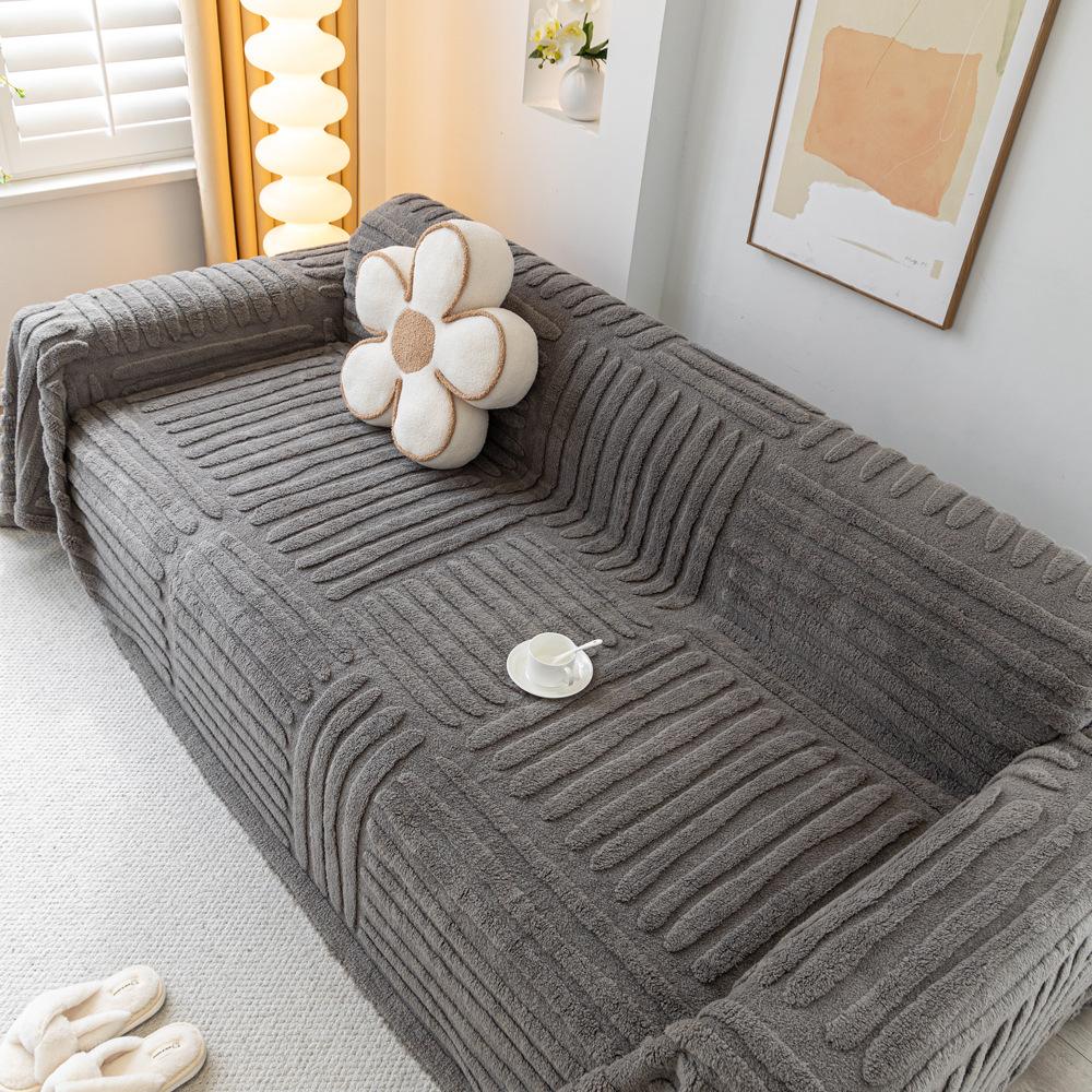 Shu Cotton Velvet Winter Jacquard Sofa Cushion Simple Modern Sofa Cover All-Inclusive Universal Cover Cloth