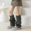 Harajuku Cargo Leg Cover with Adjustable Drawstring Motorcycle Punk Baggy Footless Socks Leg Warmer Gaiters for Women