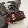 Women Suede Shoulder Bag with Inner Pocket Retro Handbag Large Capacity Satchel Bag Solid Clutch Purse for Work Travel