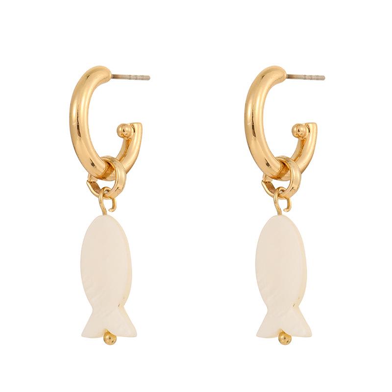 Kenjie Summer Ceramic Geometric Asymmetrical Earrings - Women's Cross-Border Versatile Design