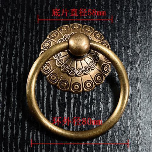 Small Vintage Door Ring Knocker Brass Old Knob for Cabinet Classics Gate Round Ring Handle Retro Entrence Door Knock Home Decor