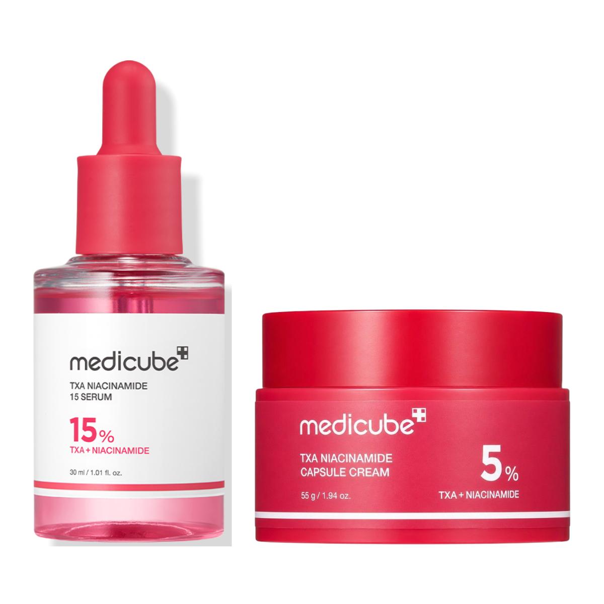 Medicube Tranexamic Acid Vita Toning 2-Piece Set, Brightening Serum 30ml + Toning Cream 55g (Plus 4 Bonus Pads)