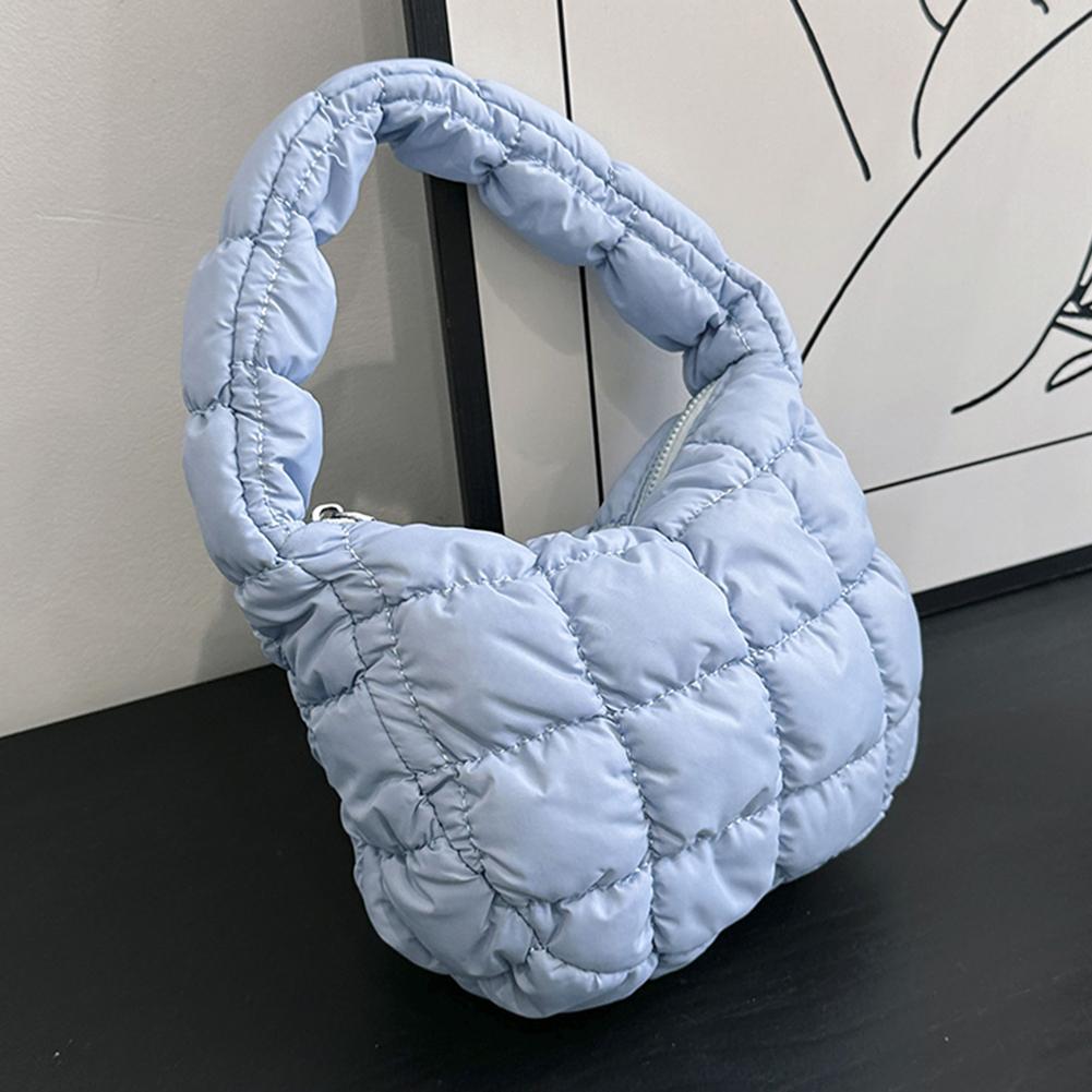 Mini-Plissee-Taschen mit Wolkenmuster für Damen, lässige, gesteppte Handtasche, gepolsterter Griff aus Nylon, luxuriöse, weiche, bauschige Tasche, Designer-Unterarmtasche