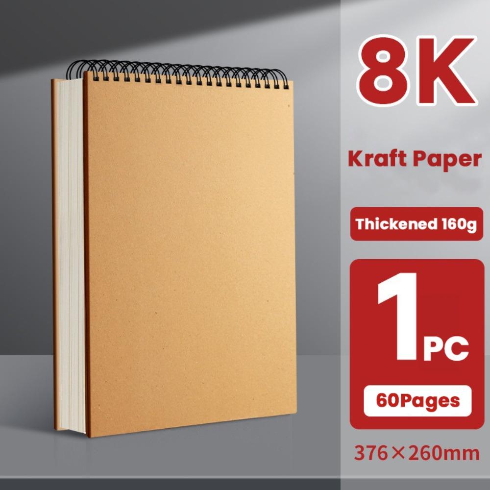 Flip-up Art Sketchbook Kraft Paper Spiral Notebook Simple Blank Painting Paper Art Student