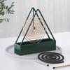Triangular Sandalwood Wrought Iron Mosquito Coil Holder & Incense Burner Tray