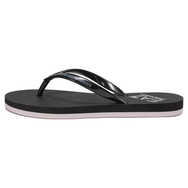 EMPORIO ARMANI EA7 PVC Flat Toe Clip Flip Flops Women Black XFQ012XK085A120 35