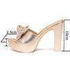 10cm Piccola Taglia 32-43 Pantofole Eleganti Dolci con Fiocco Scarpe con Plateau Chunky 2025 Estate Tacchi Alti a Blocco Ciabatte per Ufficio Modello Mamma