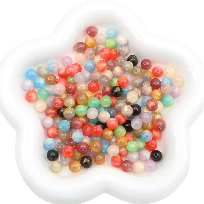 Perles en Résine 8mm/10mm/12mm Ciel Étoilé Coloré Perles Espacement Rondes Libres Pour Collier Bracelet Boucle d'Oreille Porte-clés Fabrication de Bijoux DIY Accessoires