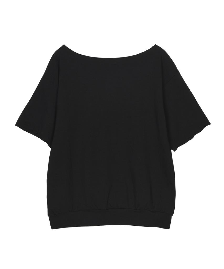 Nigaennikol Raw Cut Half Sleeve Top_Black