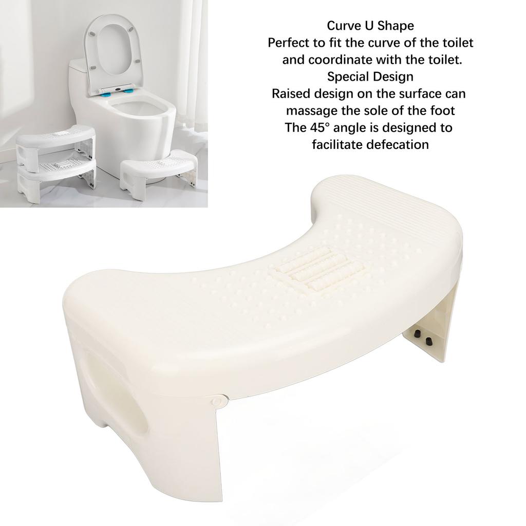 Toilet Stool Foldable Curve U Design Antislip Portable Easy Storage Poop Stool for Batchroom