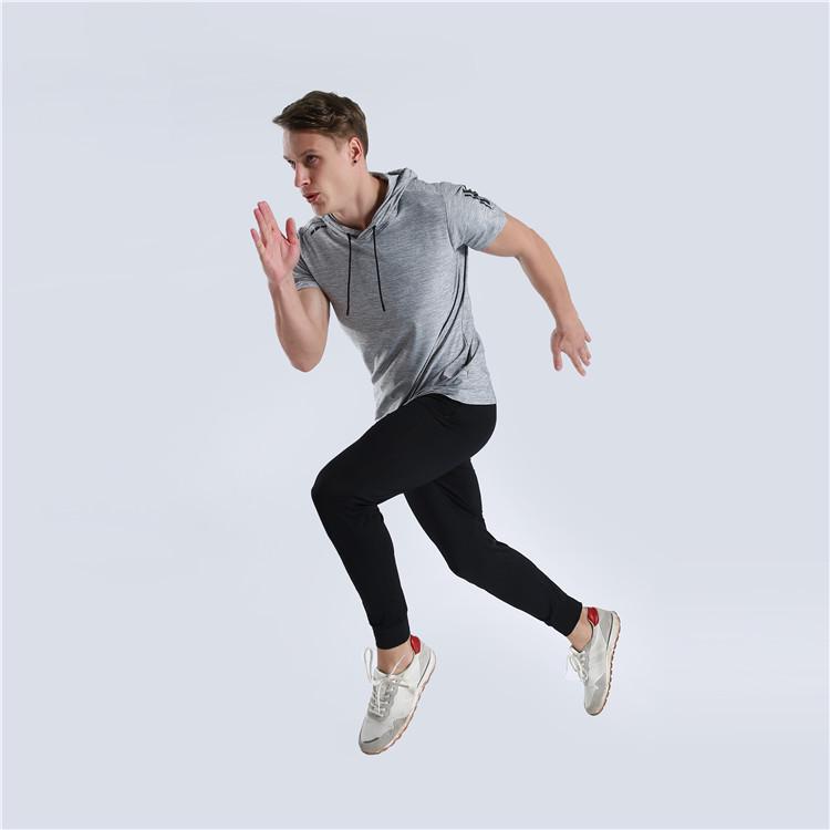 Hunter Star Camiseta fitness masculina de manga curta com capuz e secagem rápida