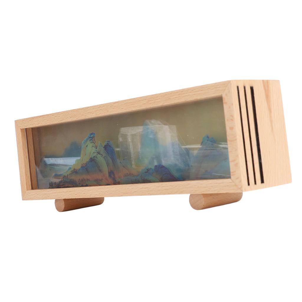 Desktop Lamp Box Rechargeable LED Acrylic Solid Wood Touch Control Stepless Dimming Landscape Night