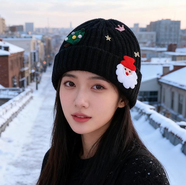 

Knitted hat autumn and winter warm wool ear protection hat show face little cute cartoon pullover hat M（56-58cm）