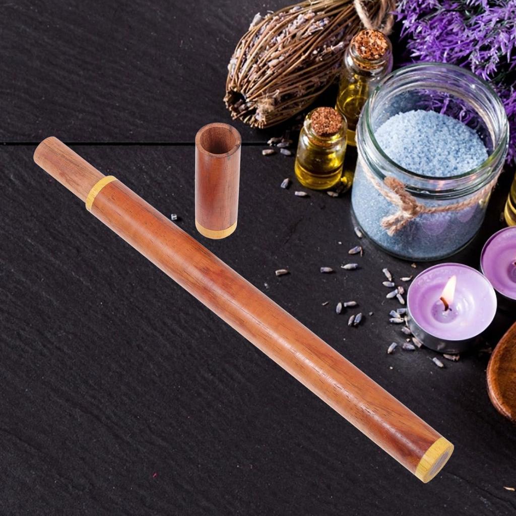 Frcolor Drewniany Podstawka na Kadzidła, Pojemnik do Przechowywania, Podstawka na Kadzidła, Odporna na Wysypywanie Popiołu, Łatwa do Przenoszenia, Trwały Materiał z Pokrywką, Podstawka na Kadzidła, Tuba