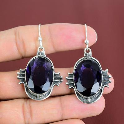 Boucle d'oreille Améthyste Africaine Facettée Argent Sterling 925 Boucles d'oreilles Fait Main Boucle d'oreille Pierre Précieuse Boucle d'oreille Délicate Bijou Améthyste Africaine Cadeau Pour Elle