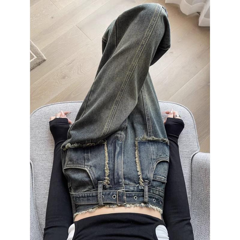 

2024 Spring Women s High-Waisted Wide-Leg Slimming Jeans S