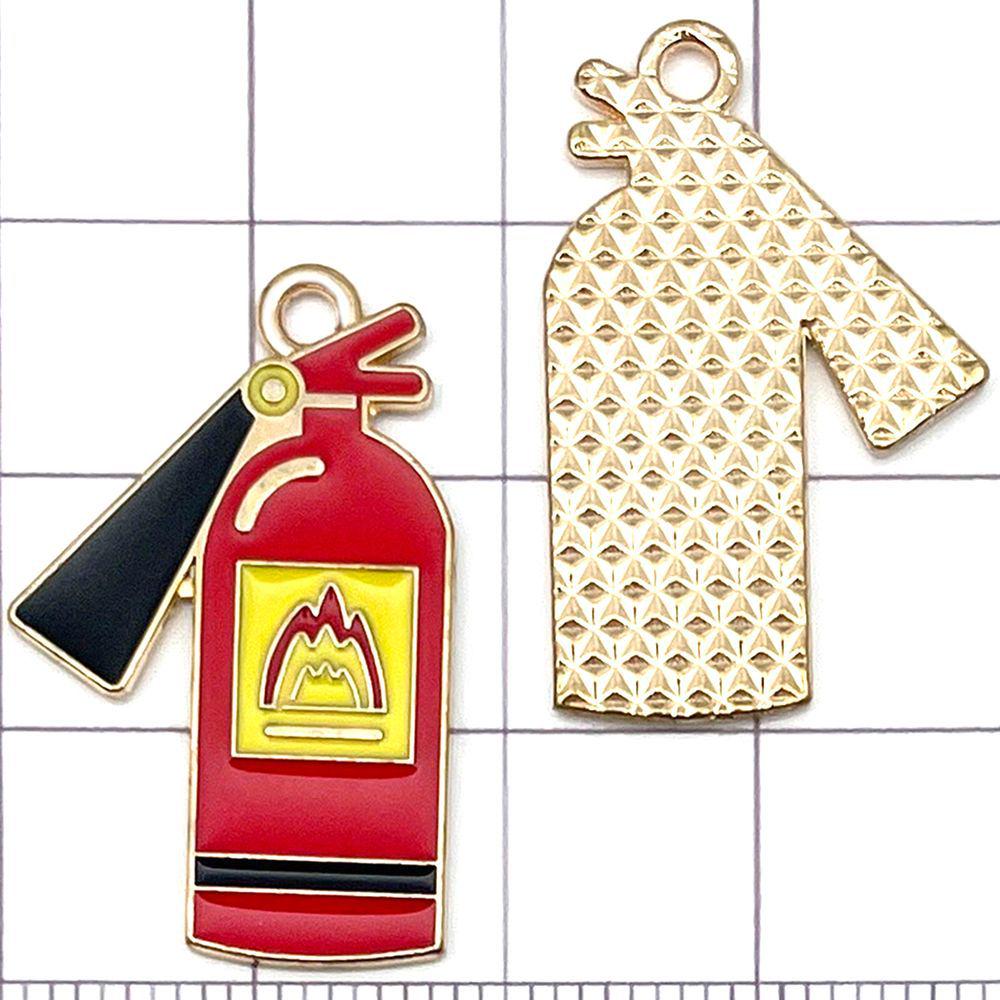10-Color Enamel Fire Truck & Flame Pendant Charms for DIY Jewelry