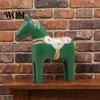 Figurina di Animale in Legno Artigianale Cavallo di Troia Dala Dipinto a Mano, Statua Ornamentale Scandinava Vintage in Legno Massiccio, Decorativo Rustico