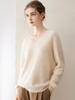 Kang Sai Ni Women's 100% Cashmere Long Brushed Sweater, Old Money Style Knitwear