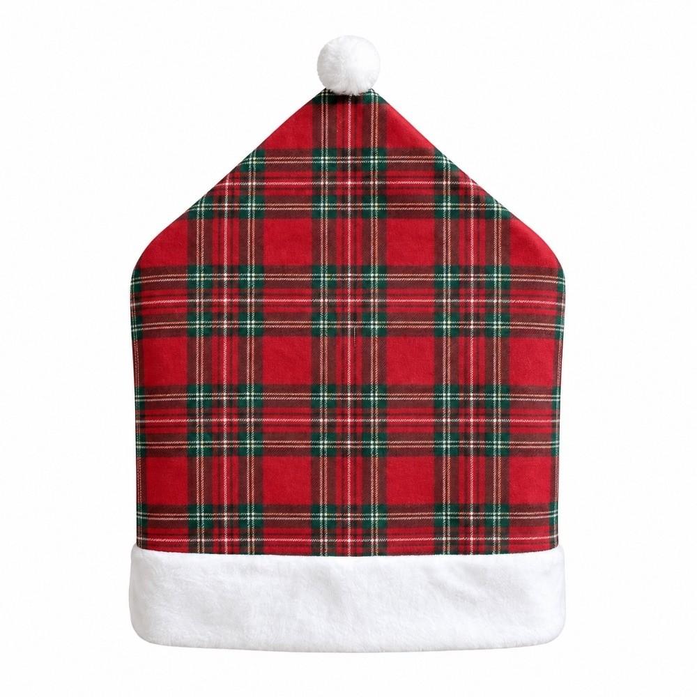 Santa Claus Chair Protective Slipcover Stripe Grid Stool Cover Christmas Chair Cover Xmas Party