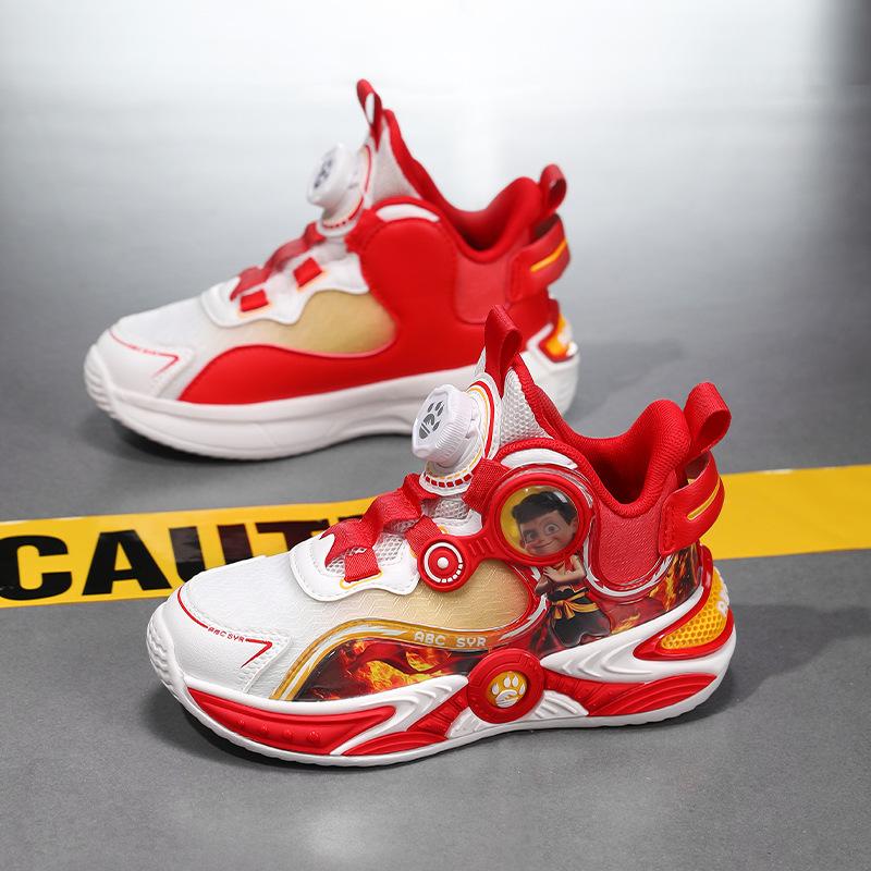 Nezha basketball shoes 2025 autumn new boys' shoes mesh breathable children's lightweight soft-soled non-slip sports shoes