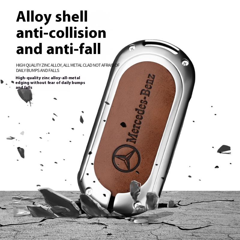 BAN2  Car Alloy Key Case Key Bag Shell For Mercedes Benz 2022 C S Class C260 C300 S350 S400 S450 S500 W206 W223 Key Shell Protector