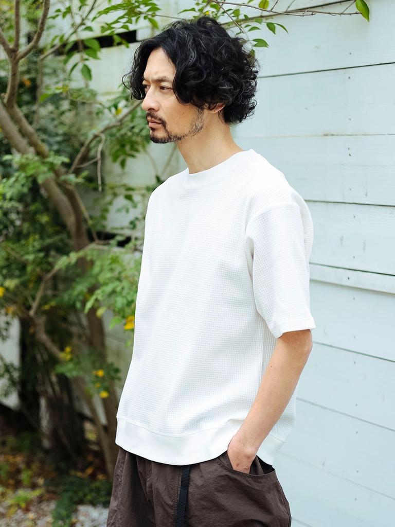 B:MING LIFE STORE by BEAMS Men's S/S Sweat Tech Thermal Crew Neck T-Shirt, Black, Size S