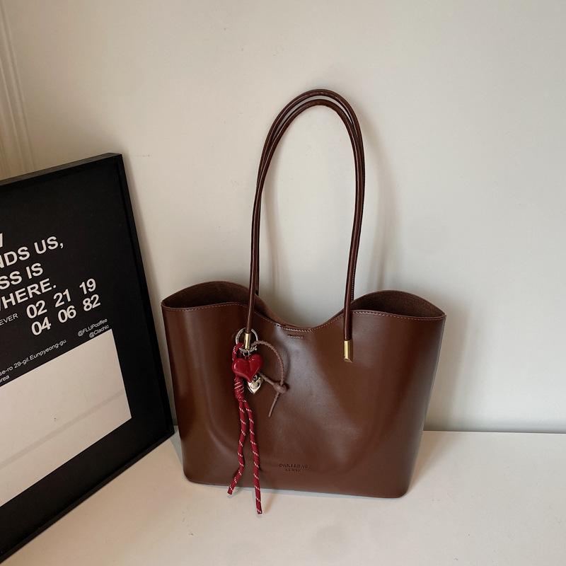 

Вместительная ретро сумка под мышкой Модная одноплечевая большая сумка Повседневная сумка-тоут для учебы и поездок на работу кофейный