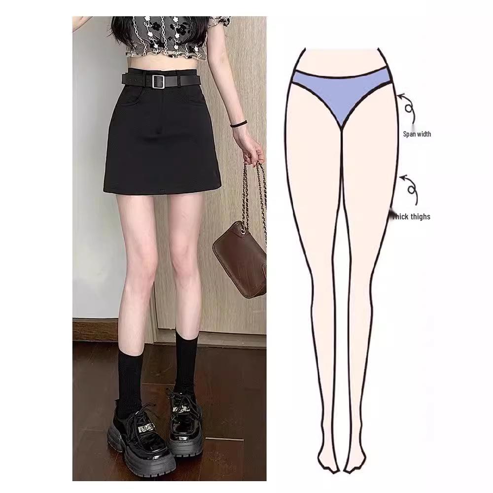 Women's Summer 2024 High Waist Gray Midi A-line Bodycon Skirt