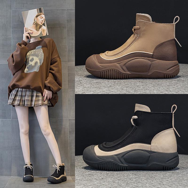 981 Leather Women's Shoes Autumn and Winter New Muffin Thick-soled Inner Height Increase Casual Women's Shoes