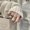 Classic Retro Glossy Cat Eye Green Flower Rings for Women New In Retro Palace Style Elegant Ring Wedding Engagement Jewelry