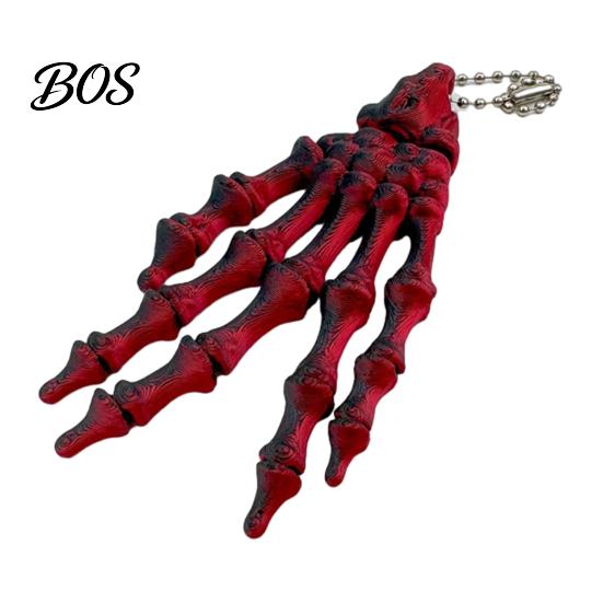 Cool Skeleton Hand Accessory Keychain, with Hanging Chain 3D Printed Ornament, Movable Gothic Ornament Joint Design Skull Palm Stress Relief