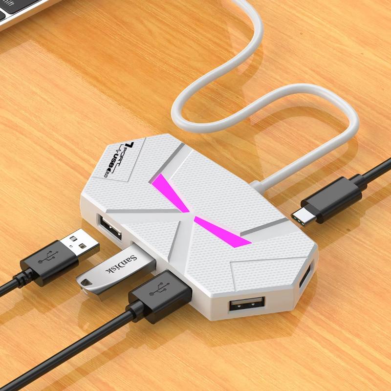 4/7 Ports Usb 3.0 Hub 5Gbps Usb Docking Station Usb Hub Usb Splitter Otg Adapter With Type C Power Port For Pc Laptop